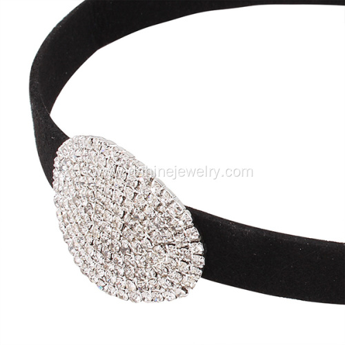 Black Velvet Crystal Stone Necklace Statement Luxury Choker